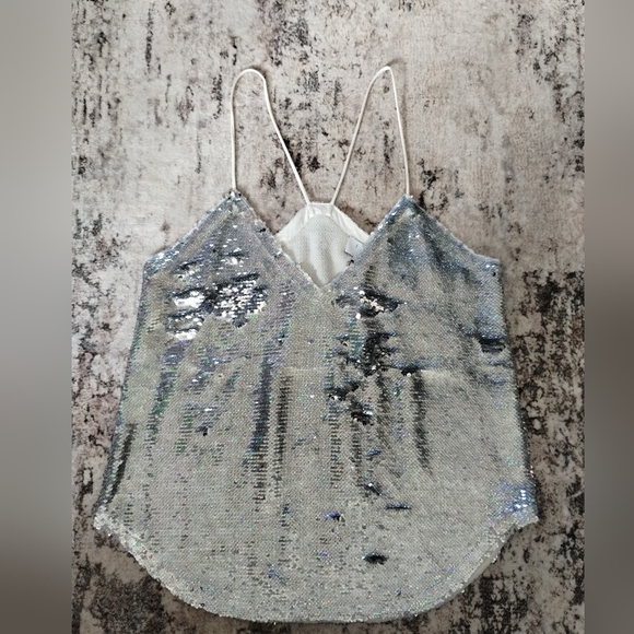 IRO Tops - IRO Silver Sequin Camisole Top S